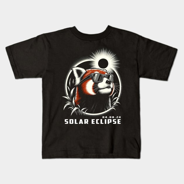 Solar Eclipse Red Pandas: Chic Tee with Playful Tree Climbers Kids T-Shirt by ArtByJenX